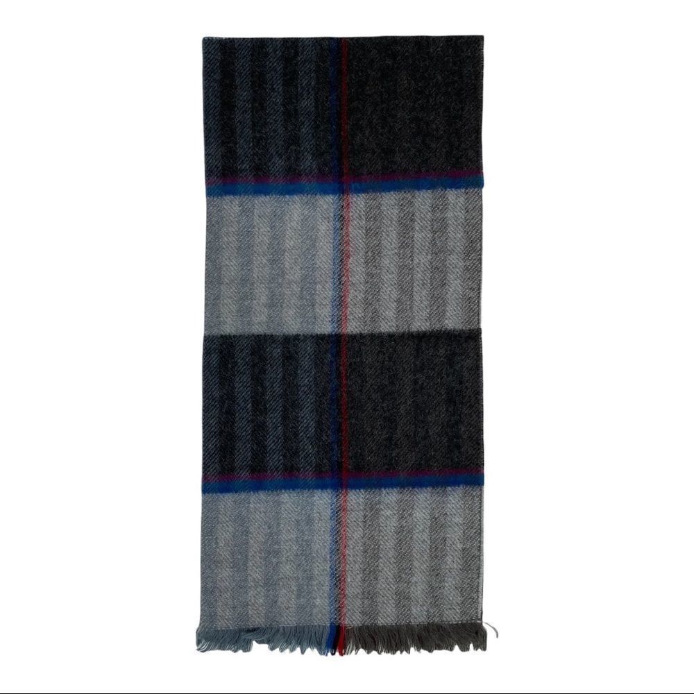 Vintage Fuzzy Soft Checker Plaid 100% Acrylic Scarf Made in West Germany